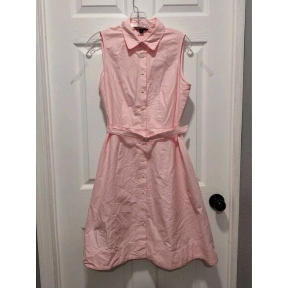 Brooks Brothers Belted‎ Collared Sleeveless Shirtdress Pink Women's Size 4 - Picture 1 of 10